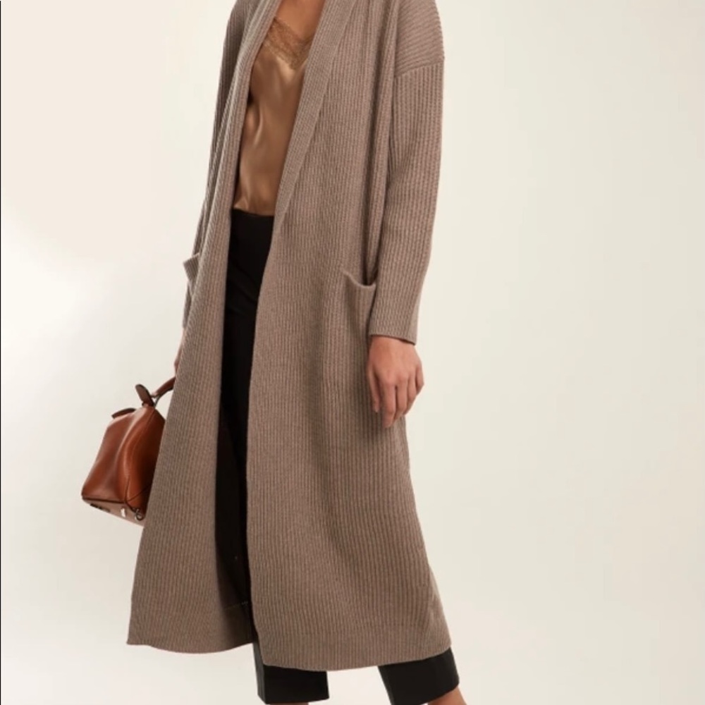 Vince Shawl Collar Ribbed Knit Wool Blend Cardigan